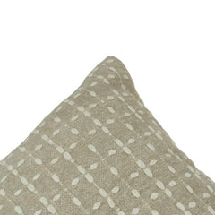 Beige Geometric Embroidered Cotton Cushion Cover | 45x45 cm Decorative Throw Pillow Cover