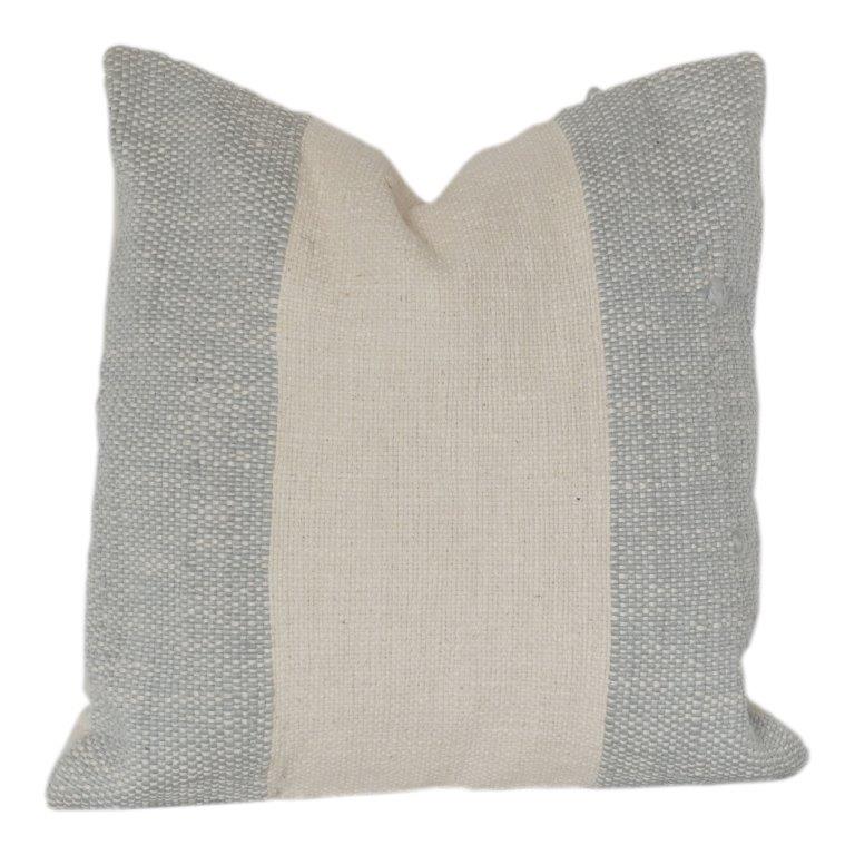 Neutral Striped Cotton Cushion Cover | Minimalist Woven Beige & Grey Pillow Cover | Modern Textured Home Decor (18x18 Inch)