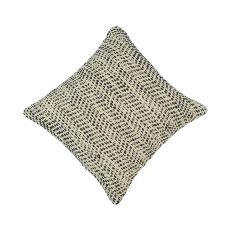Handmade Black & Natural Textured Cotton Cushion Cover | Artisan Woven Pillow Cover 45x45 cm - Bulk manufacturer & supplier from Panipat, India
