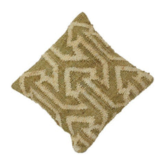 Handwoven Jute Cushion Cover with Textured Geometric Pattern | Natural Rustic Boho Throw Pillow Cover | 45x45 cm