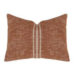 Rust & Ivory Handwoven Cotton Cushion Cover | Textured Stripe Design | 35 x 50 cm Lumbar Pillow