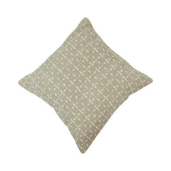 Beige Geometric Embroidered Cotton Cushion Cover | 45x45 cm Decorative Throw Pillow Cover