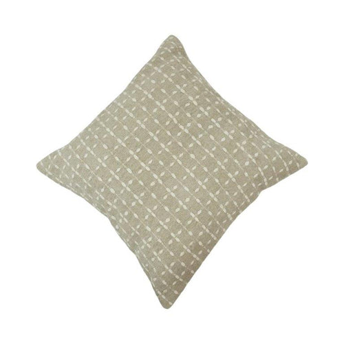 Beige Geometric Embroidered Cotton Cushion Cover | 45x45 cm Decorative Throw Pillow Cover