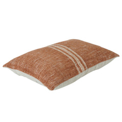 Rust & Ivory Handwoven Cotton Cushion Cover | Textured Stripe Design | 35 x 50 cm Lumbar Pillow