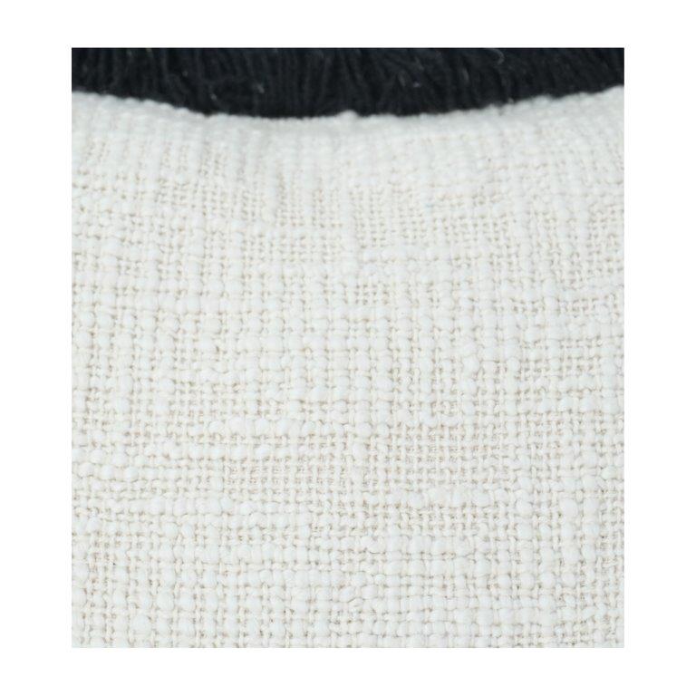 Minimalistischer Kissenbezug aus Baumwolle mit Struktur und schwarzer Fransenborte | Moderne, neutrale Kissenhülle | 45x45 cm - Bulk manufacturer & supplier from Panipat, India
