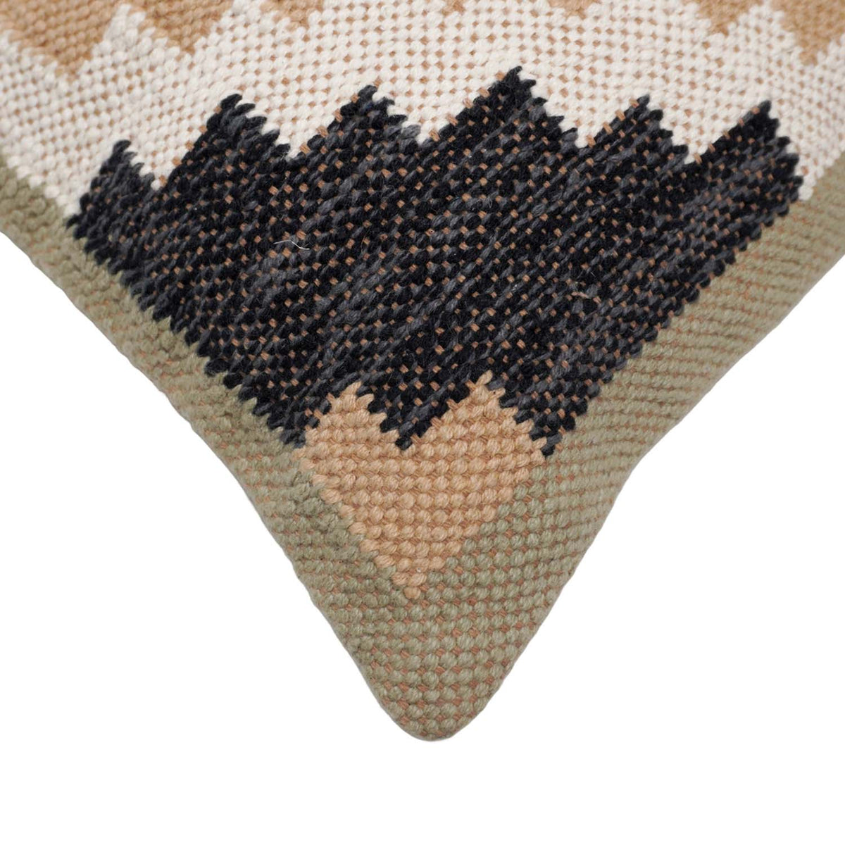 Handwoven Cotton Cushion Cover 45x45 cm | Geometric Tribal Pattern | Woven Decorative Throw Pillow Cover | Boho Modern Home Décor | Concealed Zip - Bulk manufacturer & supplier from Panipat, India
