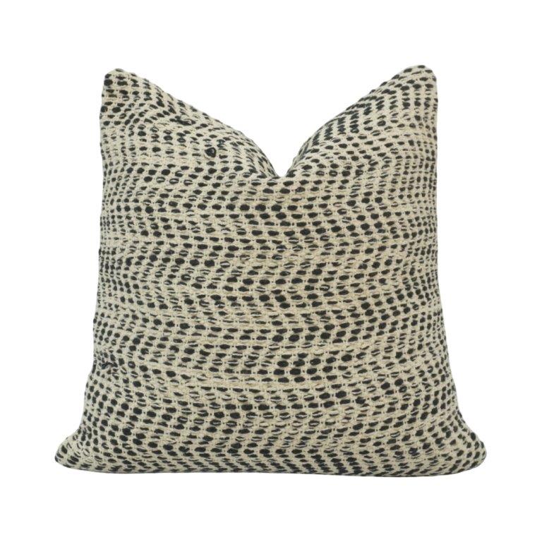 Handmade Black & Natural Textured Cotton Cushion Cover | Artisan Woven Pillow Cover 45x45 cm - Bulk manufacturer & supplier from Panipat, India