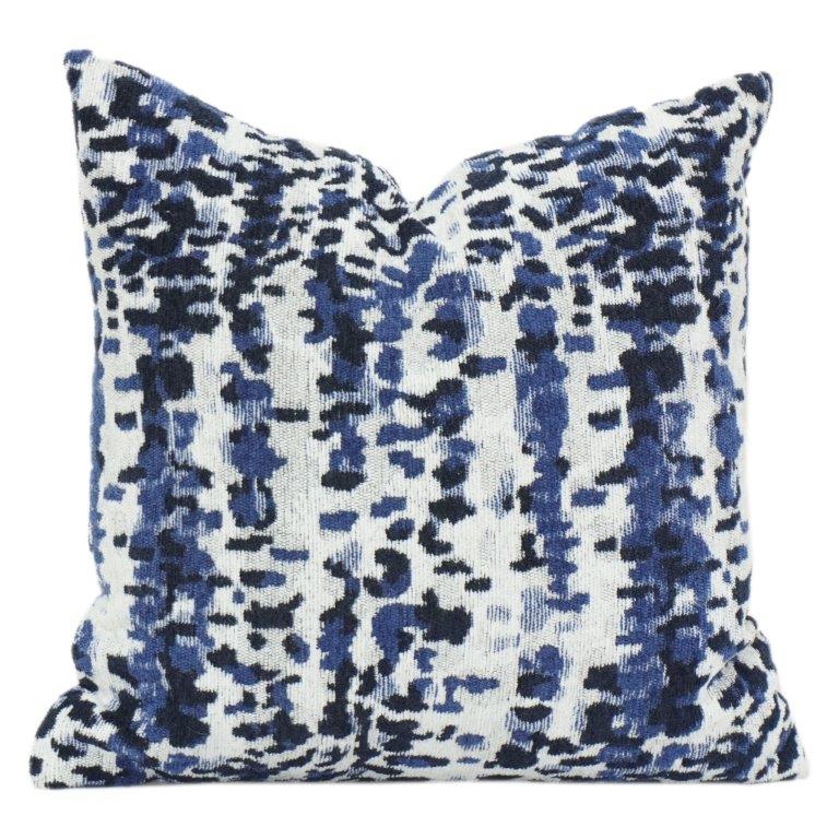 Blue Abstract Jacquard Cotton Cushion Cover 45x45 cm | Textured Woven Decorative Pillow Cover with Hidden Zip - Bulk manufacturer & supplier from Panipat, India