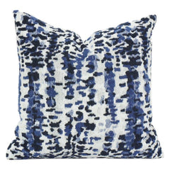 Housse de coussin en coton jacquard abstrait bleu 45x45 cm | Housse de coussin décorative tissée texturée avec fermeture éclair invisible