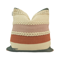 Boho Handwoven Cotton Cushion Cover with Braided Texture & Multi-Stripe Design – 45x45 cm