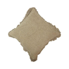 Rustic Fringe Cotton Cushion Cover 45x45 cm | Textured Handmade Decorative Pillow Cover in Natural Taupe