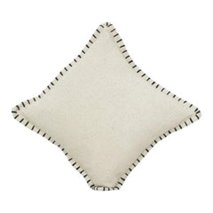 Housse de coussin minimaliste en coton tissé à la main avec surpiqûre contrastante – 45x45 cm | Coussin décoratif texturé neutre