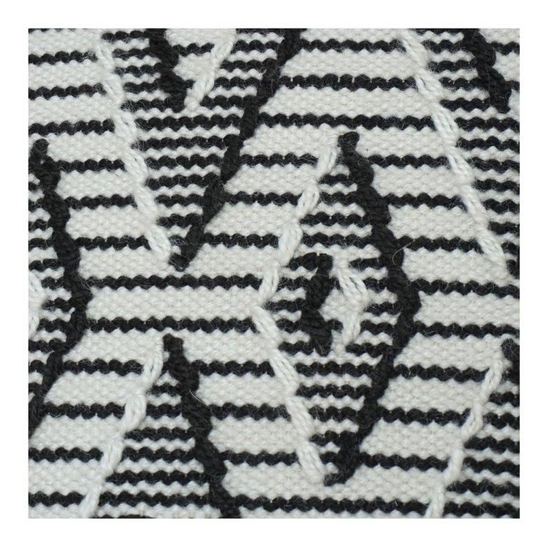 Ivory & Black Geometric Eye Embroidered Cushion Cover | Textured Polyester Throw Pillow Cover | Modern Abstract Accent (18x18 Inch) - Bulk manufacturer & supplier from Panipat, India