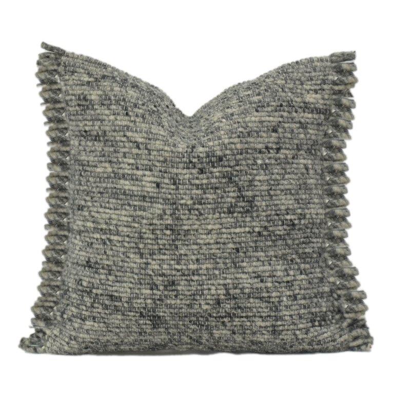 Textured Handwoven Cotton Cushion Cover – Neutral Grey Chunky Weave | Modern Minimalist Throw Pillow Cover (18x18 Inch)