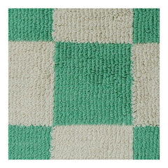 Green & Ivory Checkerboard Tufted Cotton Cushion Cover | Textured Knit Accent Pillow | Modern Minimal Décor | 18x18 Inch