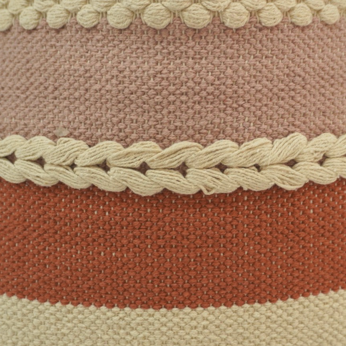Boho Handwoven Cotton Cushion Cover with Braided Texture & Multi-Stripe Design – 45x45 cm - Bulk manufacturer & supplier from Panipat, India