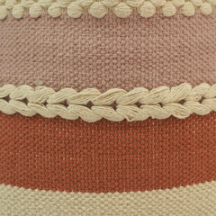 Boho Handwoven Cotton Cushion Cover with Braided Texture & Multi-Stripe Design – 45x45 cm