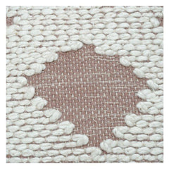 Handgefertigter getufteter Baumwoll-Kissenbezug 45x45 cm | Geometrische Stammesstickerei | Boho Dekokissen-Bezug | Beige & Off-White