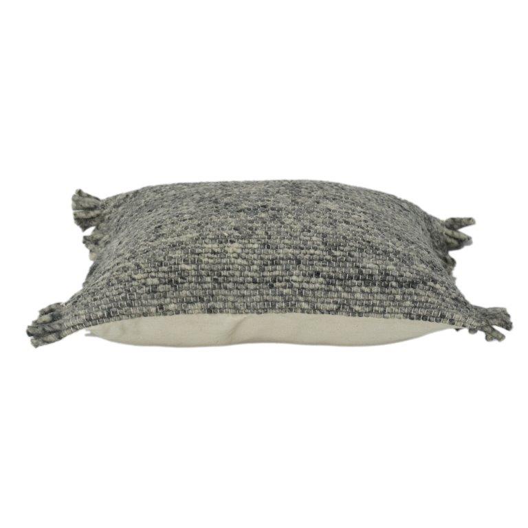 Textured Handwoven Cotton Cushion Cover – Neutral Grey Chunky Weave | Modern Minimalist Throw Pillow Cover (18x18 Inch)