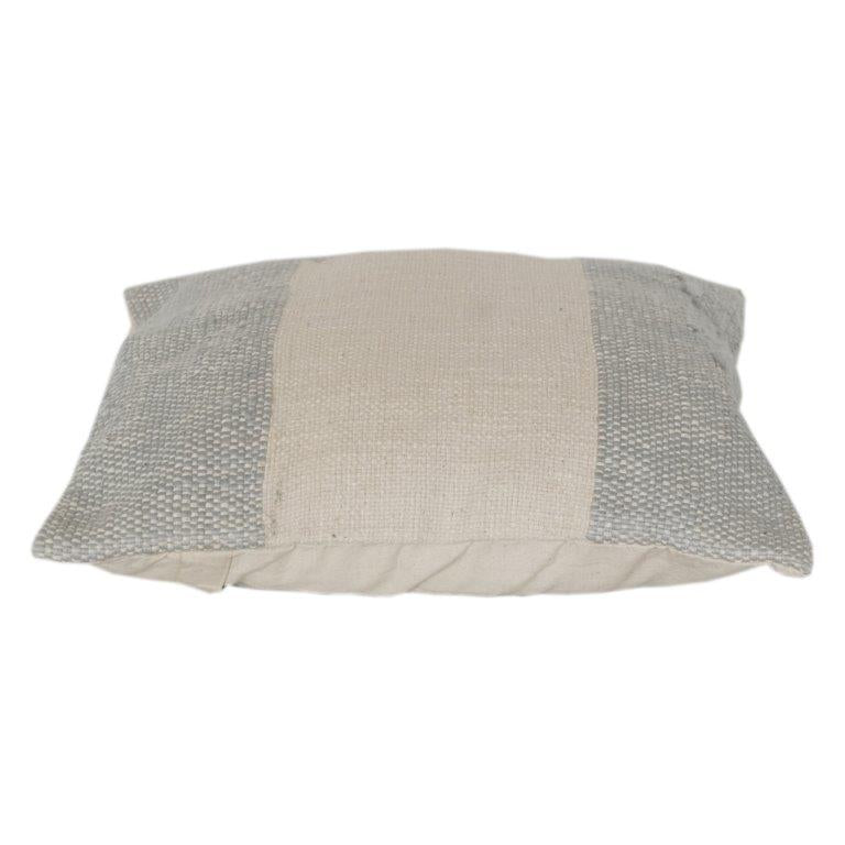 Neutral Striped Cotton Cushion Cover | Minimalist Woven Beige & Grey Pillow Cover | Modern Textured Home Decor (18x18 Inch) - Bulk manufacturer & supplier from Panipat, India