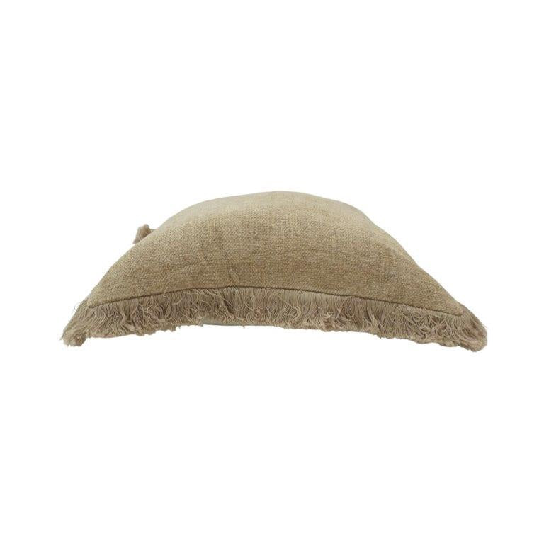 Rustic Fringe Cotton Cushion Cover 45x45 cm | Textured Handmade Decorative Pillow Cover in Natural Taupe