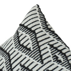 Ivory & Black Geometric Eye Embroidered Cushion Cover | Textured Polyester Throw Pillow Cover | Modern Abstract Accent (18x18 Inch)