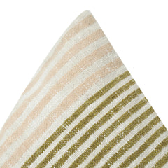 100% Cotton Striped Cushion Cover | Neutral Beige & Olive Green Woven Pillow Cover | Modern Minimalist Home Décor | 18x18 Inch