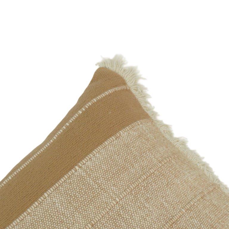 Handmade Cotton Cushion Cover with Fringe Border – Beige Textured Pillow Cover 45x45 cm - Bulk manufacturer & supplier from Panipat, India