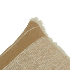 Handmade Cotton Cushion Cover with Fringe Border – Beige Textured Pillow Cover 45x45 cm