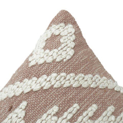 Handgefertigter getufteter Baumwoll-Kissenbezug 45x45 cm | Geometrische Stammesstickerei | Boho Dekokissen-Bezug | Beige & Off-White
