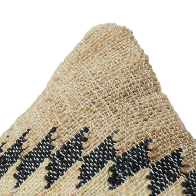 Handmade Jute Cushion Cover 45x45 cm | Tribal Kilim Pattern Decorative Pillow Cover | Boho Rustic Cushion Case