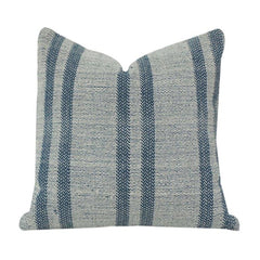 Handwoven Blue Striped Cotton Cushion Cover | Textured Woven Throw Pillow Case | Coastal & Modern Décor Accent (18x18 Inch)