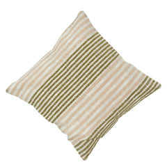 100% Cotton Striped Cushion Cover | Neutral Beige & Olive Green Woven Pillow Cover | Modern Minimalist Home Décor | 18x18 Inch