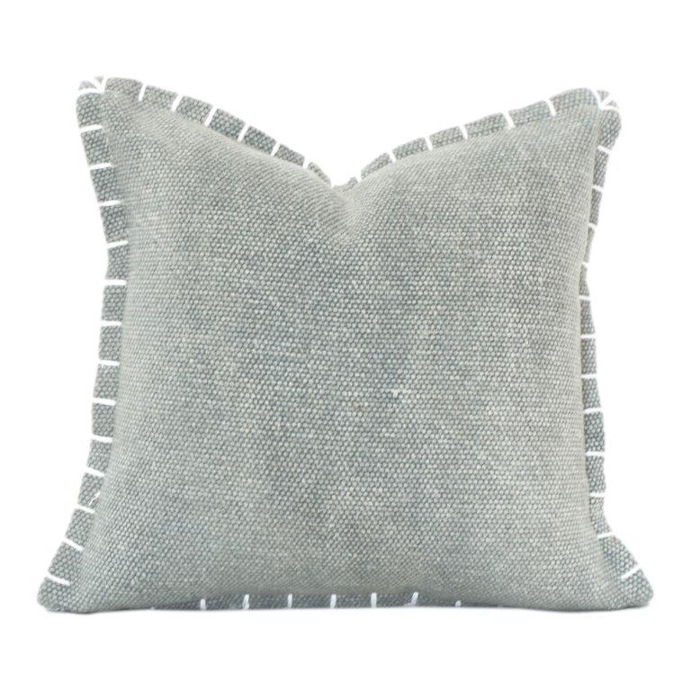 Minimalist Hand-Embroidered Cotton Cushion Cover with Border Stitch – 45x45 cm - Bulk manufacturer & supplier from Panipat, India