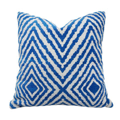 Blue & White Geometric Jacquard Cotton Cushion Cover 45x45 cm | Woven Decorative Throw Pillow Cover | Modern Home Décor | Concealed Zip