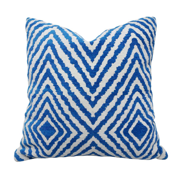 Blue & White Geometric Jacquard Cotton Cushion Cover 45x45 cm | Woven Decorative Throw Pillow Cover | Modern Home Décor | Concealed Zip