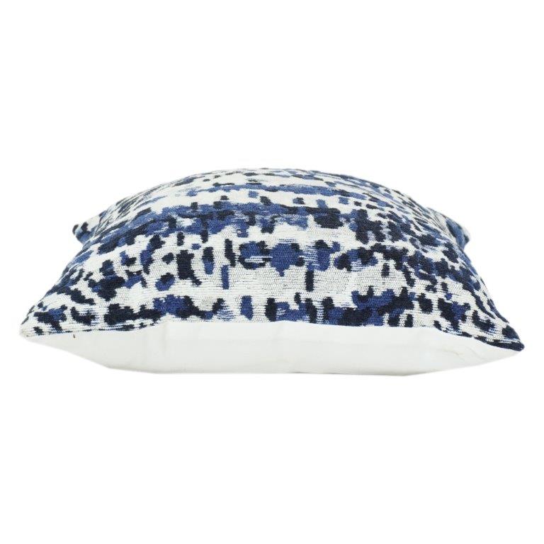 Blue Abstract Jacquard Cotton Cushion Cover 45x45 cm | Textured Woven Decorative Pillow Cover with Hidden Zip
