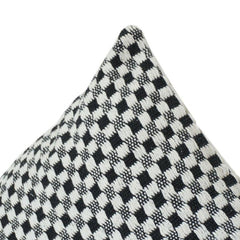 Black & White Checkered Cotton Cushion Cover | Woven Textured Modern Minimalist Pillow Cover (18x18 Inch)