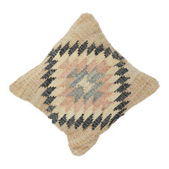 Handmade Jute Cushion Cover 45x45 cm | Tribal Kilim Pattern Decorative Pillow Cover | Boho Rustic Cushion Case