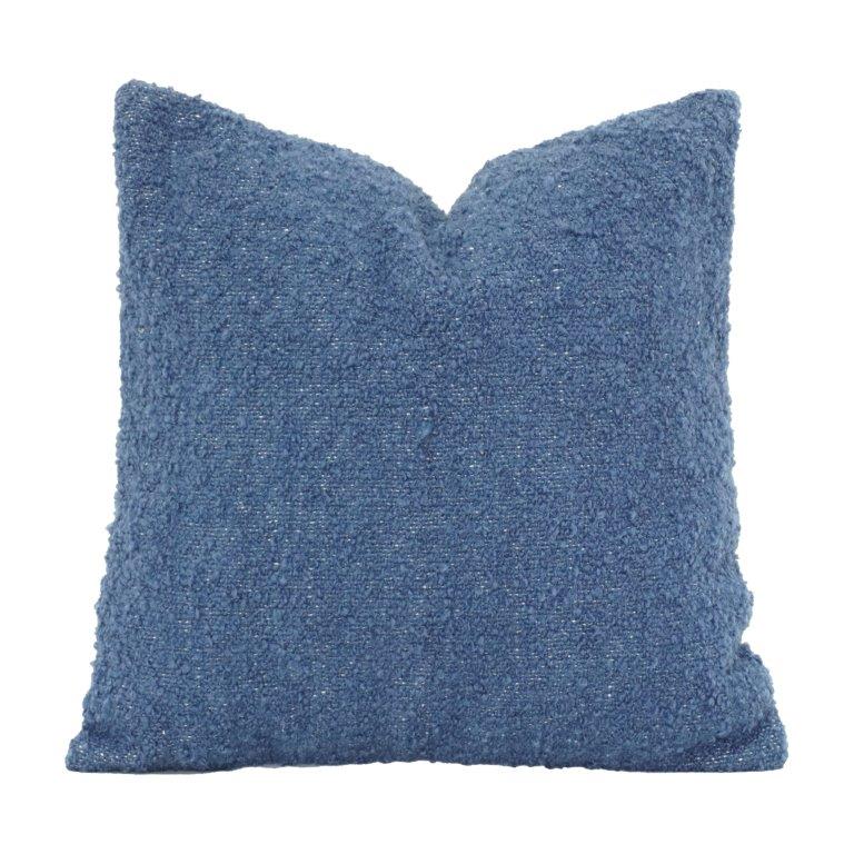 Textured Blue Cotton Cushion Cover | Handmade Bouclé Style Throw Pillow Cover | Modern Minimalist Home Décor | 18x18 Inch - Bulk manufacturer & supplier from Panipat, India