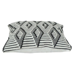 Ivory & Black Geometric Eye Embroidered Cushion Cover | Textured Polyester Throw Pillow Cover | Modern Abstract Accent (18x18 Inch)