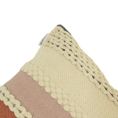 Boho Handwoven Cotton Cushion Cover with Braided Texture & Multi-Stripe Design – 45x45 cm