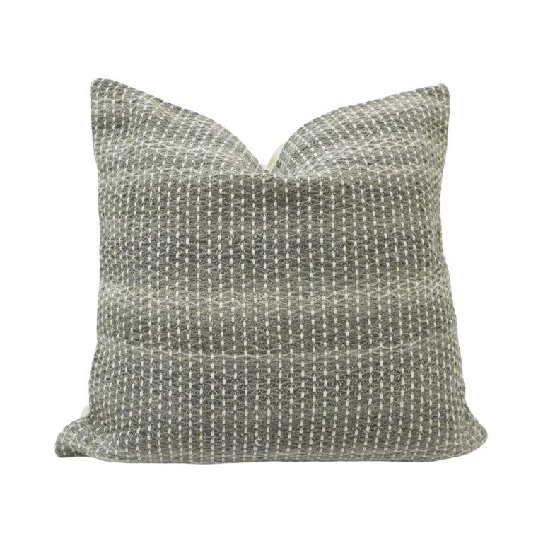 Handmade Woven Cotton Cushion Cover 45x45 cm | Textured Grid Design | Neutral Grey Decorative Pillow Cover