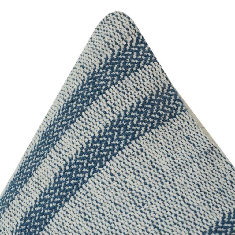 Handwoven Blue Striped Cotton Cushion Cover | Textured Woven Throw Pillow Case | Coastal & Modern Décor Accent (18x18 Inch)