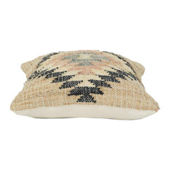 Handmade Jute Cushion Cover 45x45 cm | Tribal Kilim Pattern Decorative Pillow Cover | Boho Rustic Cushion Case