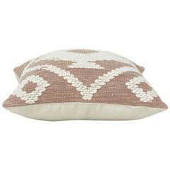 Handgefertigter getufteter Baumwoll-Kissenbezug 45x45 cm | Geometrische Stammesstickerei | Boho Dekokissen-Bezug | Beige & Off-White