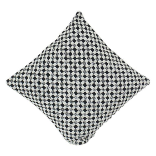 Black & White Checkered Cotton Cushion Cover | Woven Textured Modern Minimalist Pillow Cover (18x18 Inch)