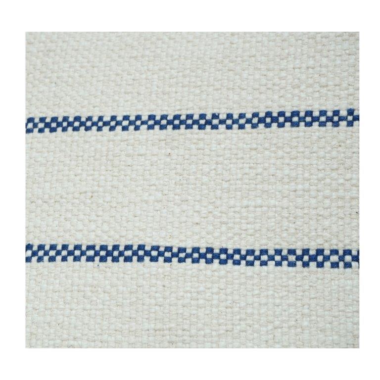 Minimalist Beige & Navy Striped Cotton Cushion Cover | Woven Textured Throw Pillow Cover | 18x18 Inch