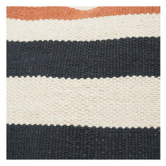 Handwoven Cotton Cushion Cover 45x45 cm – Modern Striped Design in Black, Rust & Ivory