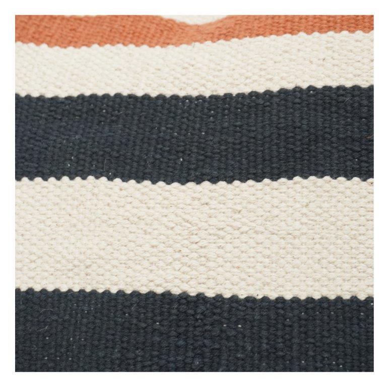 Handwoven Cotton Cushion Cover 45x45 cm – Modern Striped Design in Black, Rust & Ivory
